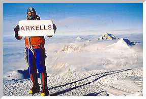World famous explorer David Hempleman-Adams flies the Arkell's flag on one of his expeditions