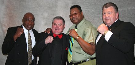 Earnie Shavers, Larry Holmes, Keith Mayo and Eddie Neilson in Swindon