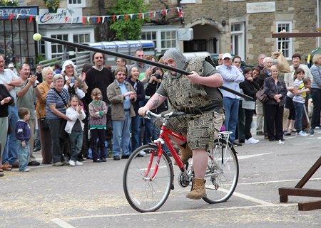 Medieval jousting on bikes in Highworth