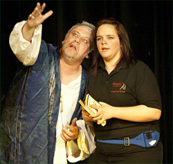 Whole Hog's Steve Sprosson and Becky Cann on stage at HJ'12
