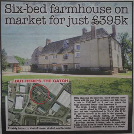 Farmhouse for sale �395k Swindon Industrial Estate