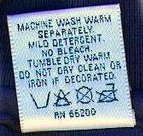 Label washing instructions
