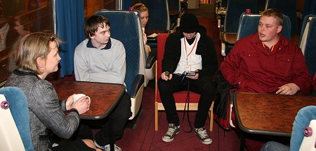 Yvette Cooper talking to Swindon young people