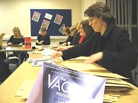 The cast helping out with a mailshot