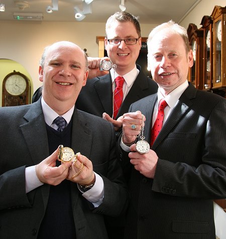 Richard Deacon of Deacon & Son Jewellers, Ian Surtees of Steam Museum & Alan Greer Heritage manager at Swindon Borough Council