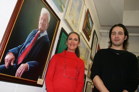 Inkspot Swindon art competition winner Nicholas Smith alongside marketing and promotions manager Annie Aiguier