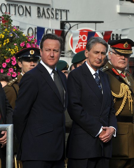 David Cameron and Philip Hammon at Royal Wootton Bassett