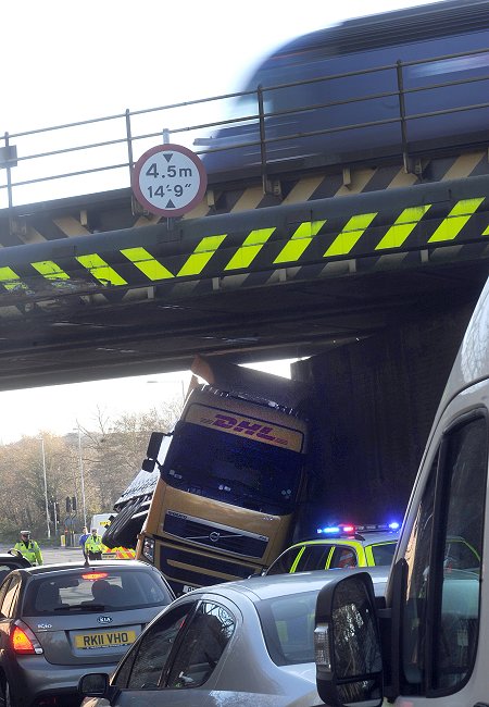 Lorry hits bridge, again Swindon 2011