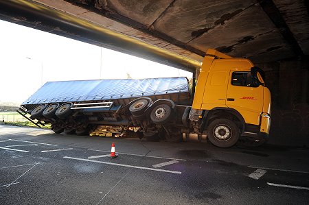 Lorry strikes bridge in Wootton Bassett Road, Swindon