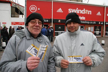 Swindon Town fans with their Oxford United tickets