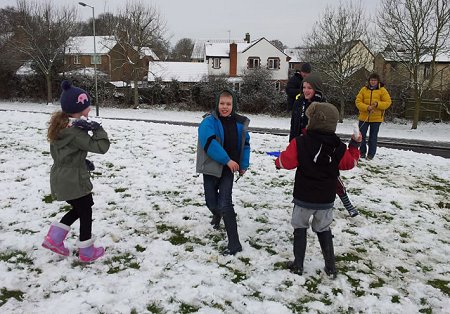 Snow ball fighting in West Swindon