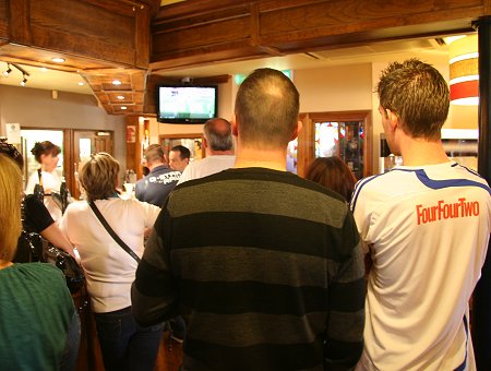Swindon fans watch the Johnstone's Paint Trophy Final