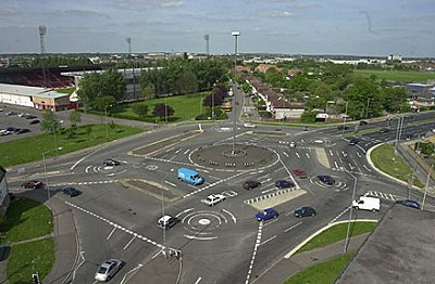 The Magic Roundabout Swindon - view from the main Swindon Fire Station