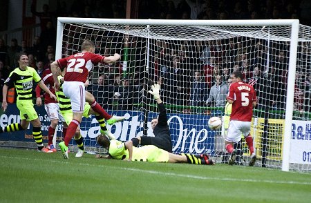 Danny Ward scores Swindon's third against Yeovil