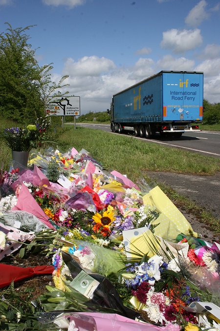 Jack Savage crash site tributes Swindon