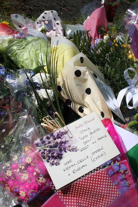 Jack Savage crash site tributes Swindon