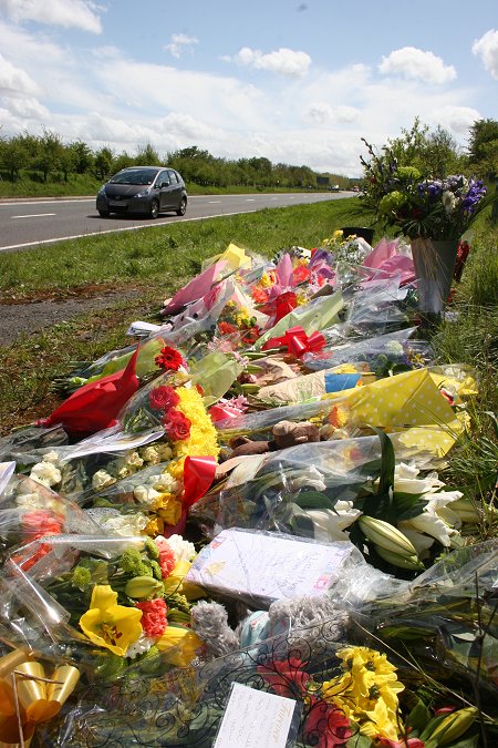 Jack Savage crash site tributes Swindon
