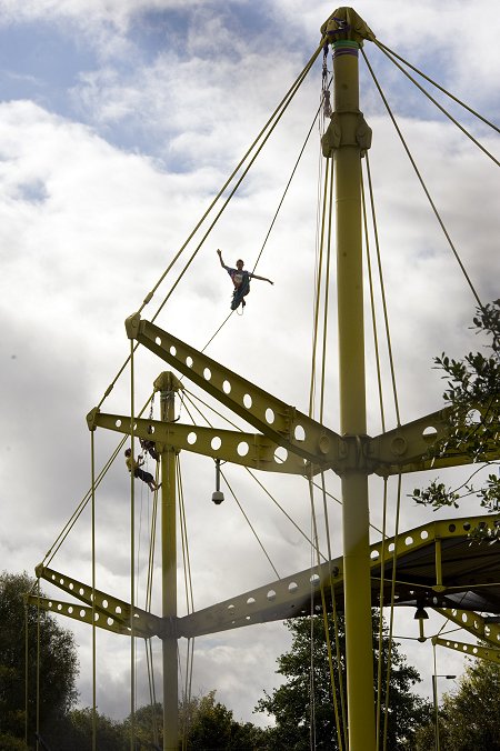 Jake The Jugger tackles the Swindon Renault Building on a high-wire