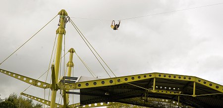 Jake The Jugger tackles the Swindon Renault Building on a high-wire