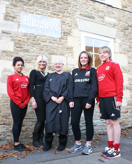 Sally Roberts Headshave for Swindon Football Girls Under 15s