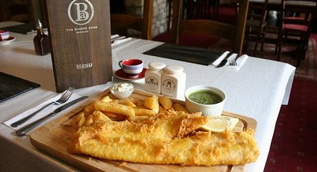 Fish and chips at The Bakers Arms, Badbury, Swindon