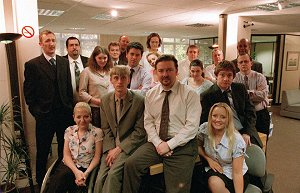 David Brent and his team from The Office