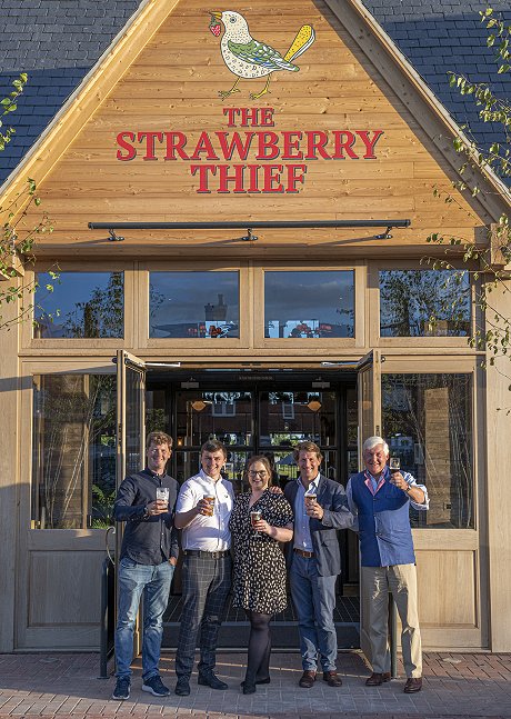 Toasting the opening of The Strawberry Thief