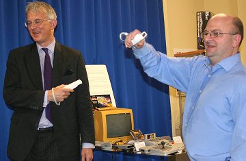 Swindon Museum of Computing curator Simon Webb, with Founder Jeremy Holt