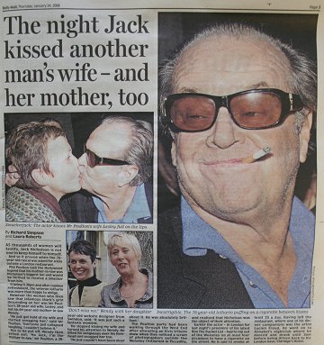 Jack Nicholson kisses Swindon woman in the Mail