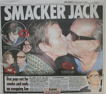 Jack Nicholson kisses Swindon woman in Daily Mirror