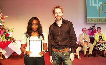 Tanya Keye with Stuart Roslyn at teh pre 16 Awards ceremony