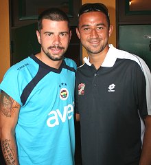 Swindon Town's Hasney Aljofree with Mateja Kezman