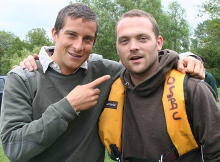 Rupert Young and Bear Grylls in Swindon