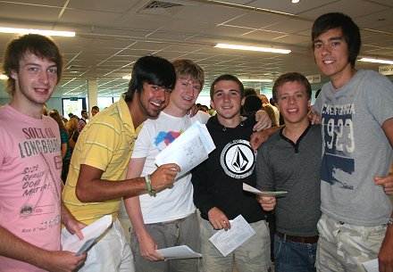 A-level students get their results at New College in Swindon