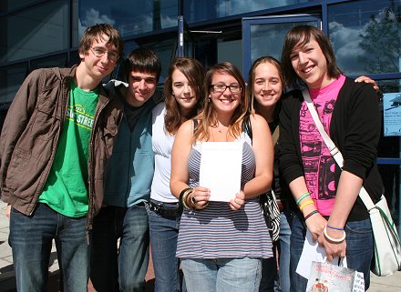 A-level students get their results at New College in Swindon