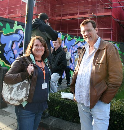 Garry Perkins, lead member for children services at Swindon Borough Council and Alison Boyle youth worker outside the former railway museum