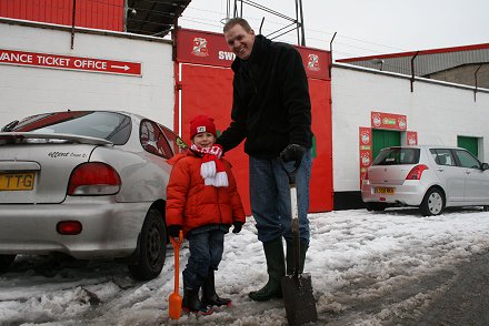 Swindon Town Football Club in the snow