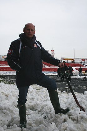 Swindon Town Football Club in the snow