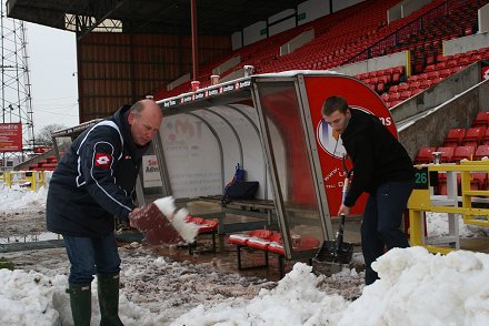 Swindon Town Football Club in the snow