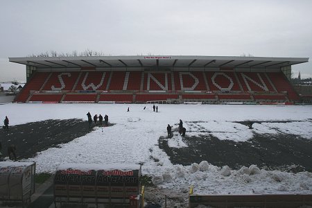 Swindon Town Football Club in the snow