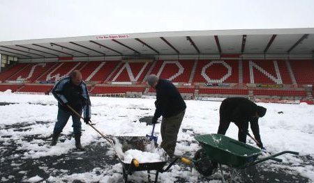 Snow at the County Ground Swindon