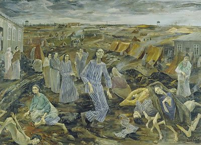 Swindon artist Leslie Cole - Belsen Camp: The compound for women, 1945