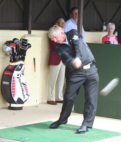 Peter Mitchell hitting balls at Wrag Barn Golf Club