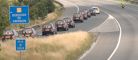 Repatriation convoy joins junction 16 M4 at Swindon