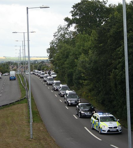 Repatriation funeral courtege passes through Swindon