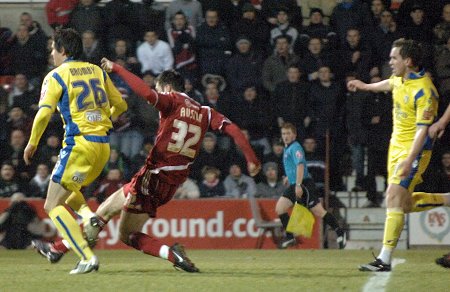 Charlie Austin scores the opener against Leeds