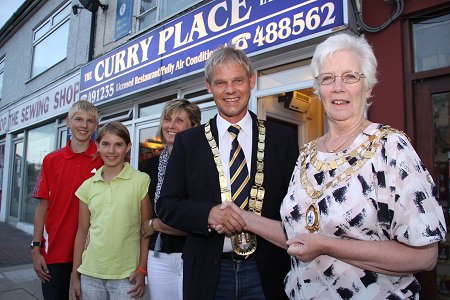 Salzgitter mayor Frank Klingebiel and family with Swindon major Ray Ballman at The Curry Place, Rodbourne, Swindon