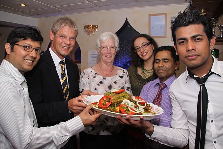 Salzgitter Mayor Frank Klingbeil and Swindon mayor Ray Ballman at The Curry Place, Rodbourne, 06 August 2011