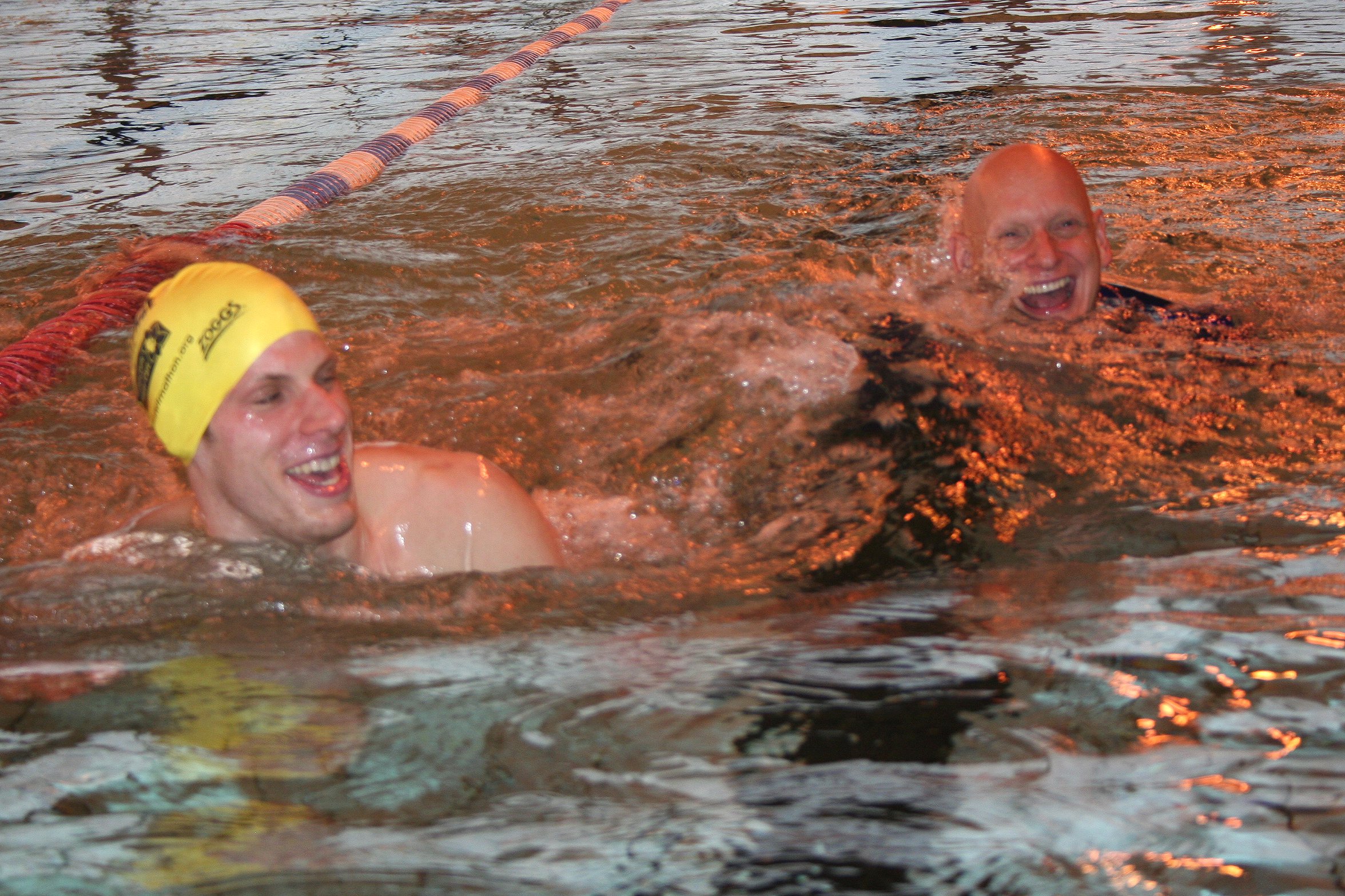 Duncan Goodhew swims in Swindon