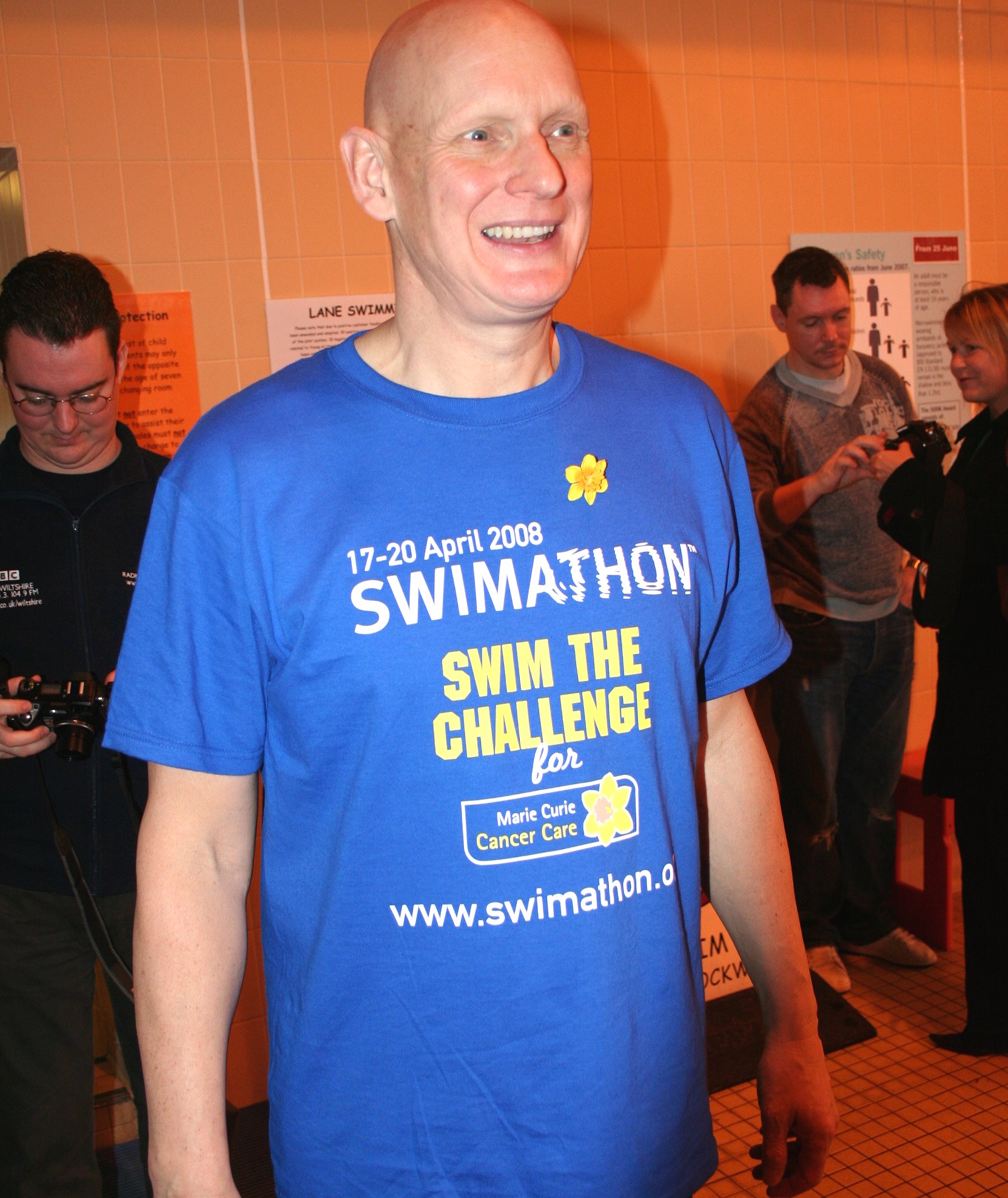 Duncan Goodhew swims in Swindon